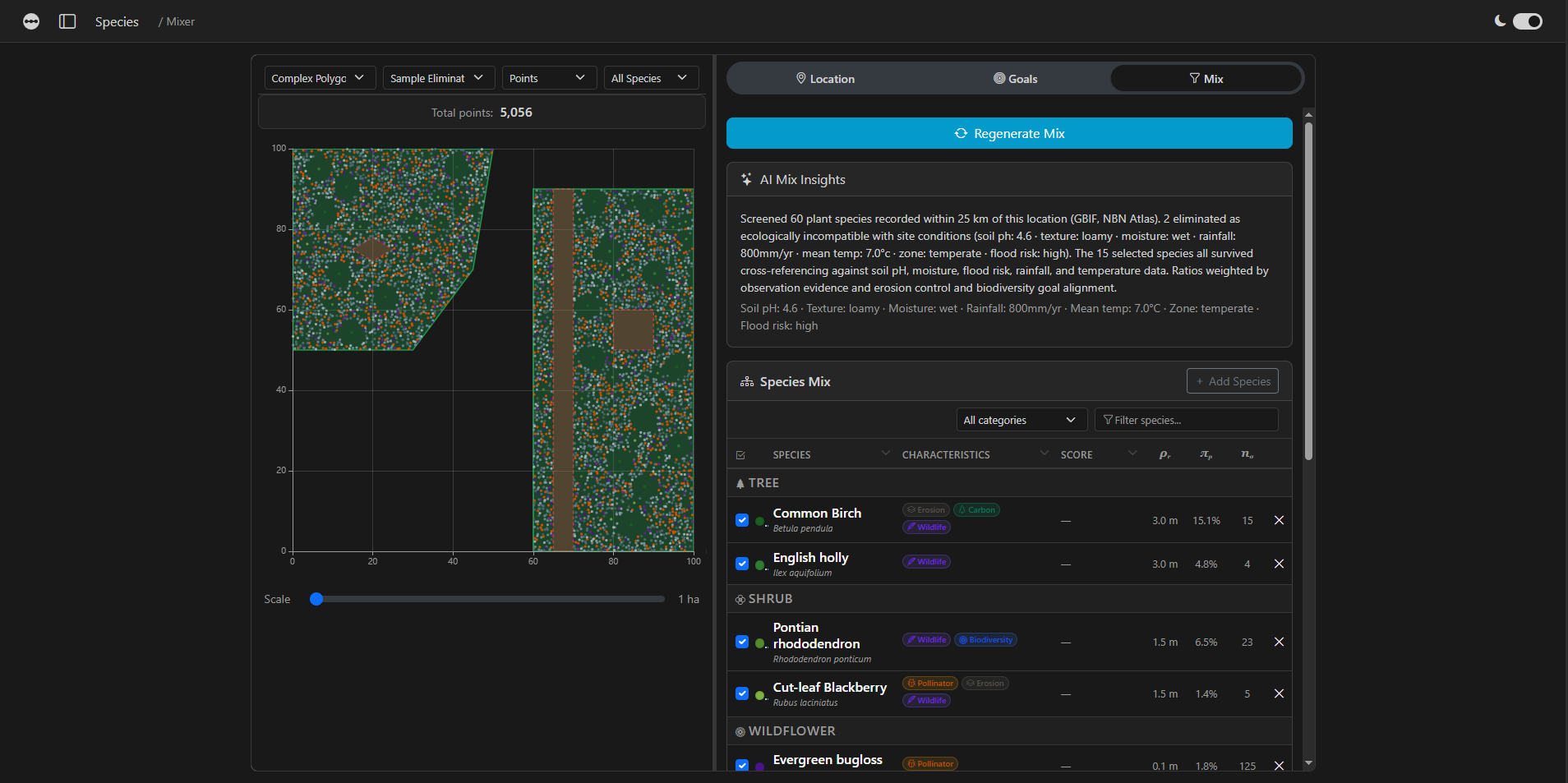 6x Labs map editor showing planting zone design tools